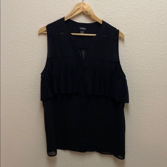 Torrid Chiffon Pleated Ruffle Tank Top 0X - Picture 3 of 3
